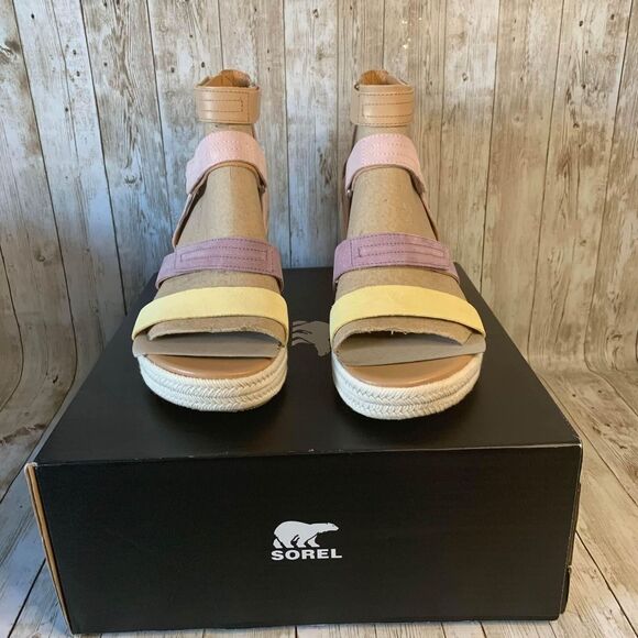 NEW Sorel CAMERON MultiStrap Wedge Sandal Shake Mauve Sea Salt Women's 12 - Picture 5 of 7